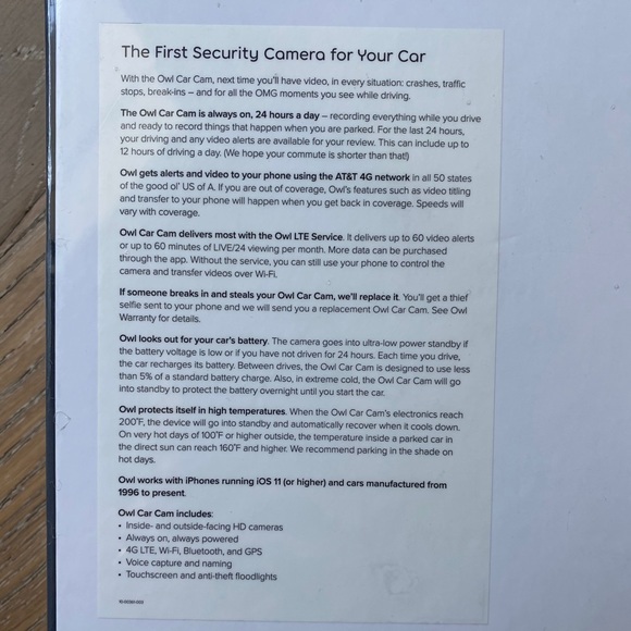 NWT Owl Car Cam + Owl LTE Service |security camera - Picture 3 of 7